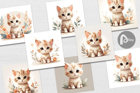 Digital Paper Adorable Cute Cat Digital Pattern artnoy 