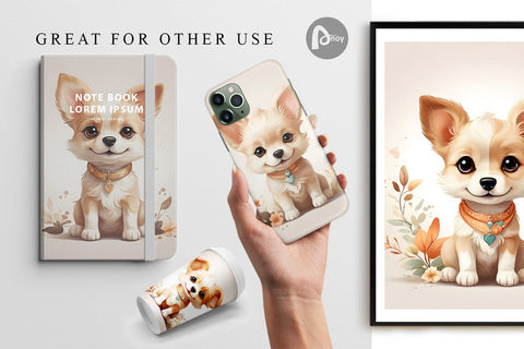 Digital Paper Adorable Cute Dog Digital Pattern artnoy 