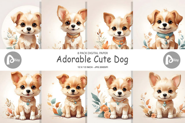 Digital Paper Adorable Cute Dog Digital Pattern artnoy 