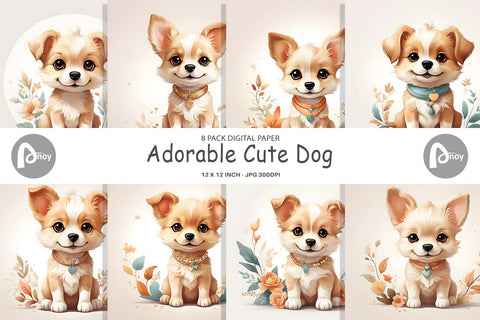 Digital Paper Adorable Cute Dog Digital Pattern artnoy 