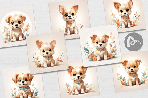 Digital Paper Adorable Cute Dog Digital Pattern artnoy 