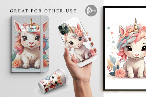 Digital Paper Adorable Cute Unicorn Digital Pattern artnoy 