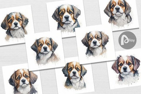 Digital Paper Adorable Dog Watercolor Digital Pattern artnoy 