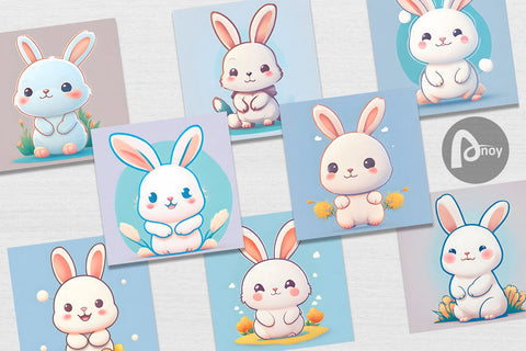 Digital Paper Adorable Kawaii Bunny Digital Pattern artnoy 