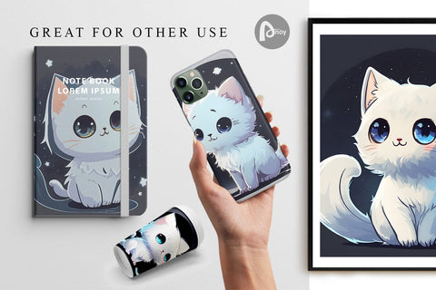 Digital Paper Adorable Little Baby Cat Digital Pattern artnoy 