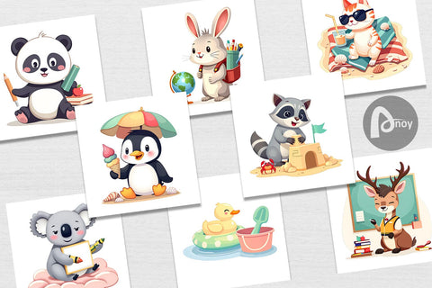 Digital Paper Adorable School Summer Digital Pattern artnoy 