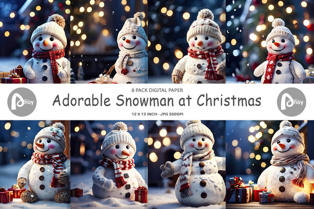 Digital Paper Adorable Snowman Christmas Digital Pattern artnoy 