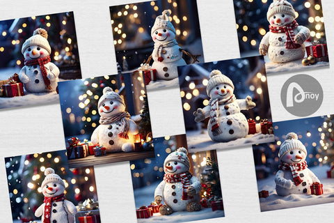 Digital Paper Adorable Snowman Christmas Digital Pattern artnoy 