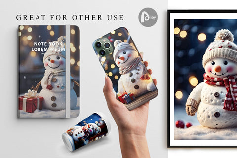 Digital Paper Adorable Snowman Christmas Digital Pattern artnoy 