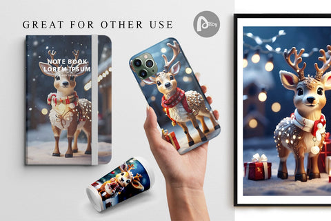 Digital Paper Adorable Snowy Deer Digital Pattern artnoy 