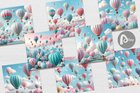 Digital Paper Air Balloons Sublimation artnoy 