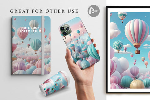 Digital Paper Air Balloons Sublimation artnoy 