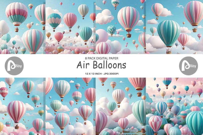 Digital Paper Air Balloons Sublimation artnoy 