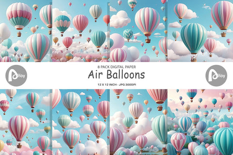 Digital Paper Air Balloons Sublimation artnoy 