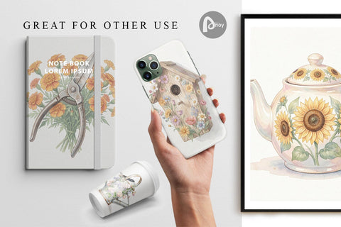Digital Paper Airy Sun-Drenched Garden Watercolor Digital Pattern artnoy 