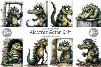 Digital Paper Alcatraz Gator Digital Pattern artnoy 