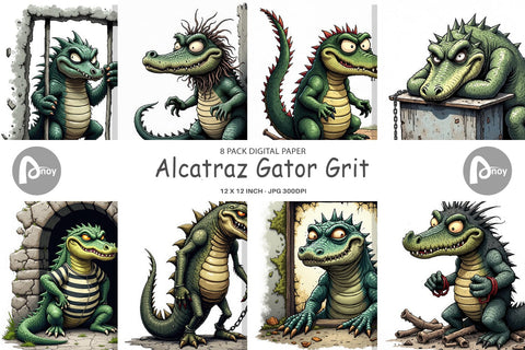 Digital Paper Alcatraz Gator Digital Pattern artnoy 