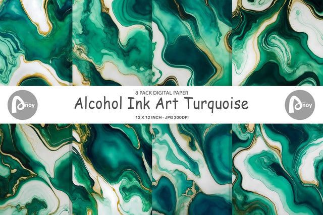 Digital Paper Alcohol Ink Turquoise Digital Pattern artnoy 