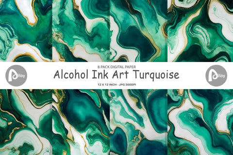 Digital Paper Alcohol Ink Turquoise Digital Pattern artnoy 