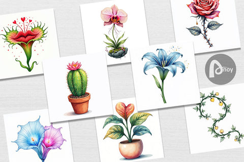 Digital Paper Alien Botany Cosmic Love Flora Digital Pattern artnoy 