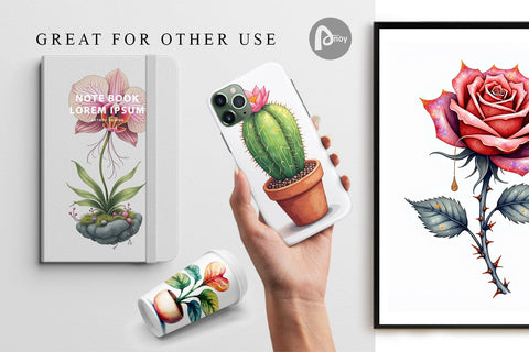 Digital Paper Alien Botany Cosmic Love Flora Digital Pattern artnoy 