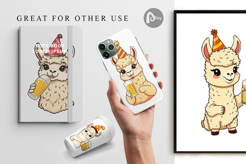 Digital Paper Alpaca Beer Day Digital Pattern artnoy 