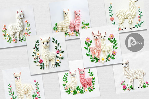Digital Paper Alpaca Embroidery Digital Pattern artnoy 