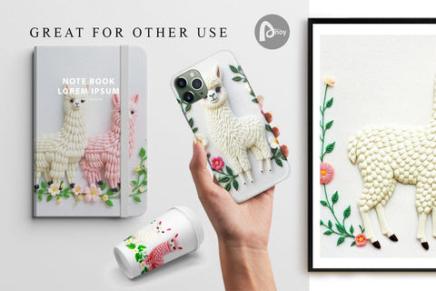 Digital Paper Alpaca Embroidery Digital Pattern artnoy 