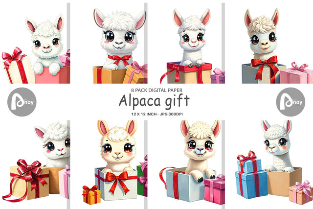 Digital Paper Alpaca Gift Digital Pattern artnoy 