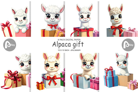 Digital Paper Alpaca Gift Digital Pattern artnoy 