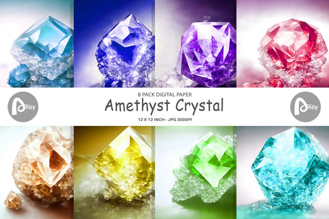 Digital Paper Amethyst Crystal Digital Pattern artnoy 