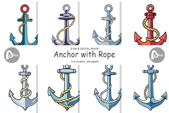 Digital Paper Anchor Rope Digital Pattern artnoy 