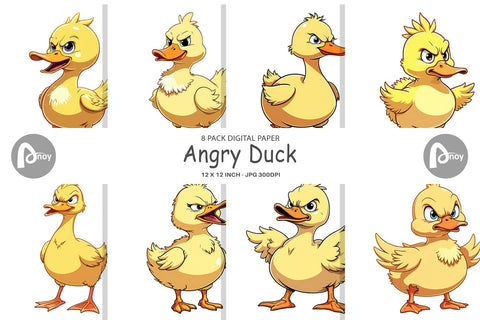 Digital Paper Angry Duck Digital Pattern artnoy 