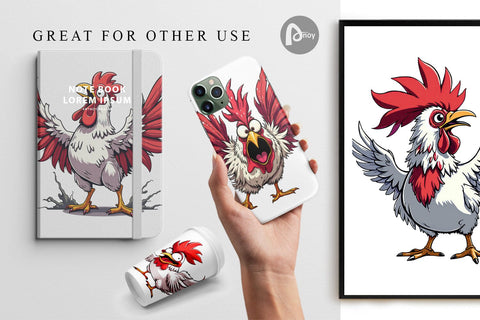 Digital Paper Angry Rooster Digital Pattern artnoy 
