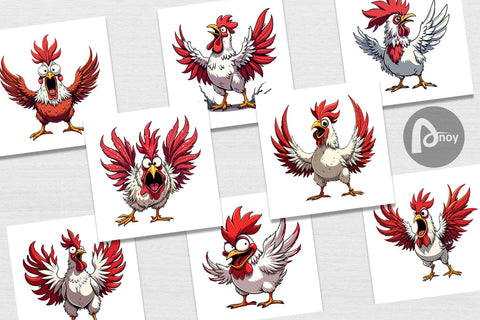 Digital Paper Angry Rooster Digital Pattern artnoy 