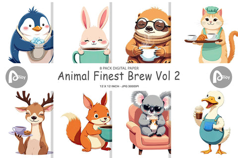 Digital Paper Animal Finest Brew Digital Pattern artnoy 