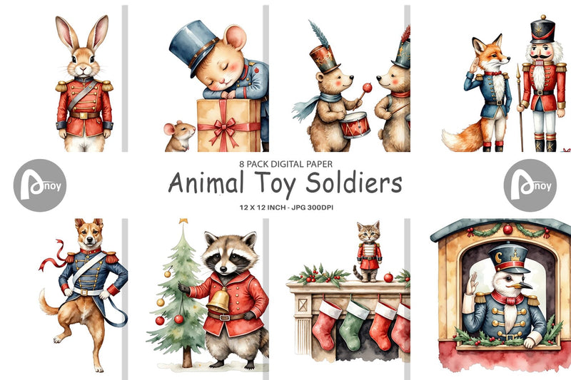 Digital Paper Animal Toy Soldiers Digital Pattern artnoy 