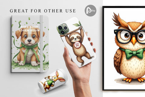 Digital Paper Annoyed Retro Animals Digital Pattern artnoy 