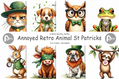 Digital Paper Annoyed Retro Animals Digital Pattern artnoy 