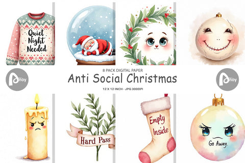 Digital Paper Anti Social Digital Pattern artnoy 