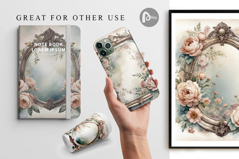 Digital Paper Antique Mirror Digital Pattern artnoy 