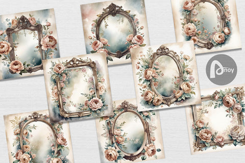 Digital Paper Antique Mirror Digital Pattern artnoy 