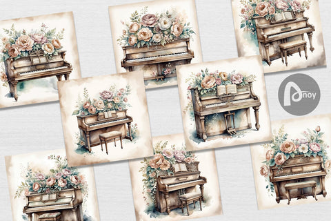 Digital Paper Antique Piano Digital Pattern artnoy 