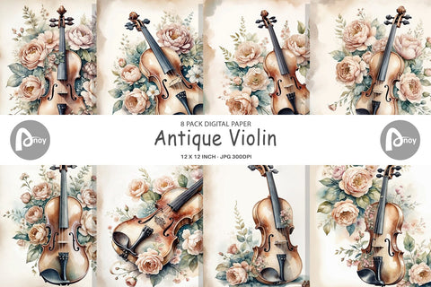 Digital Paper Antique Violin Digital Pattern artnoy 