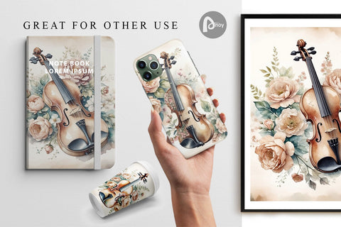 Digital Paper Antique Violin Digital Pattern artnoy 