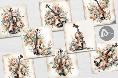Digital Paper Antique Violin Digital Pattern artnoy 