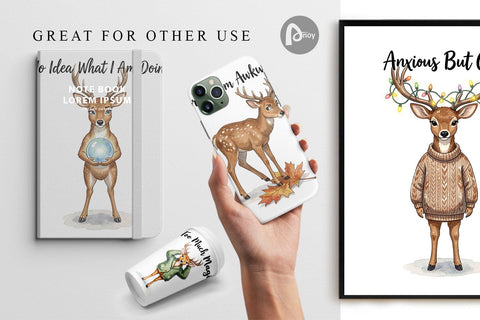 Digital Paper Anxious Fawn Forest Hygge Watercolor Digital Pattern artnoy 