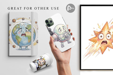 Digital Paper Anxious Space Rocket and Planet Sublimation artnoy 