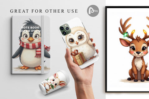 Digital Paper Arctic Antics Holiday Vintage Polar Animals Digital Pattern artnoy 