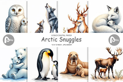 Digital Paper Arctic Snuggles Digital Pattern artnoy 